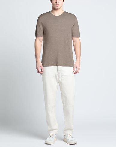 Man Sweater Taupe Size M Linen, Cotton