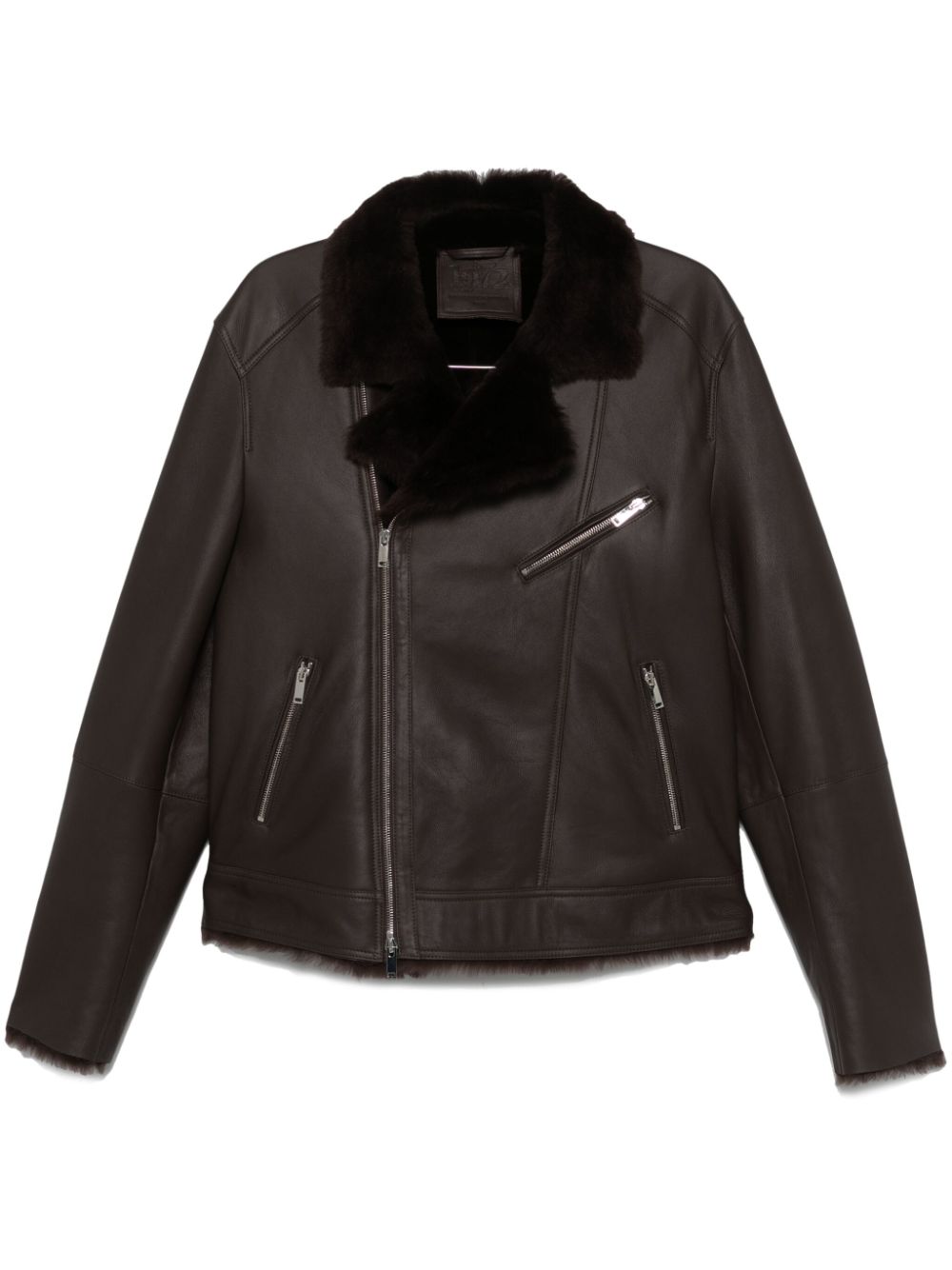 Reversible zip-up leather jacket - Black