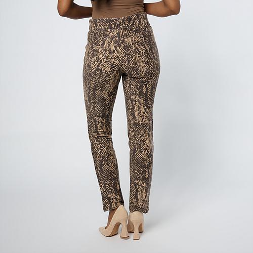 Narrow Leg Elastic Waist Stretch Knit Denim Pant - Brown