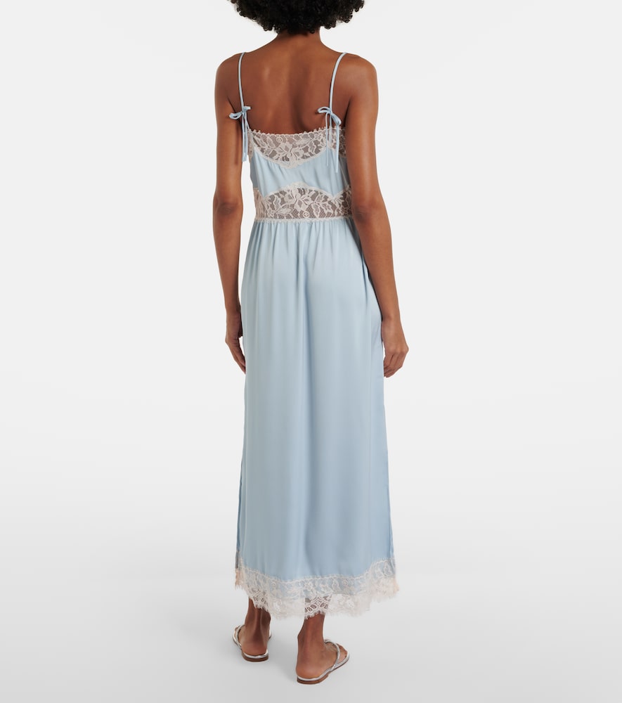 Morris lace-trimmed satin midi dress
