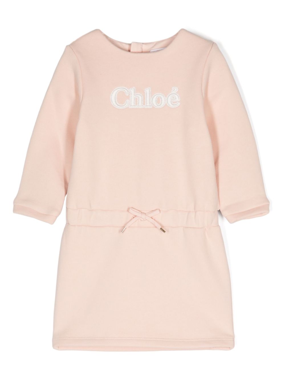 Logo-embroidered cotton dress - Pink