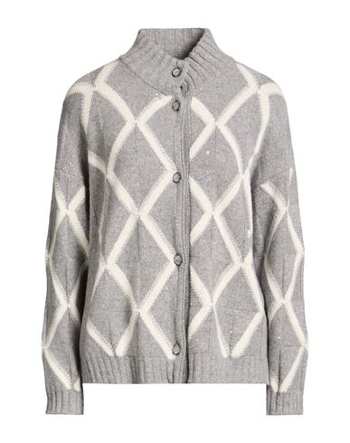 Woman Cardigan Grey Size 10 Cashmere, Wool, Metallic fiber, Polyamide