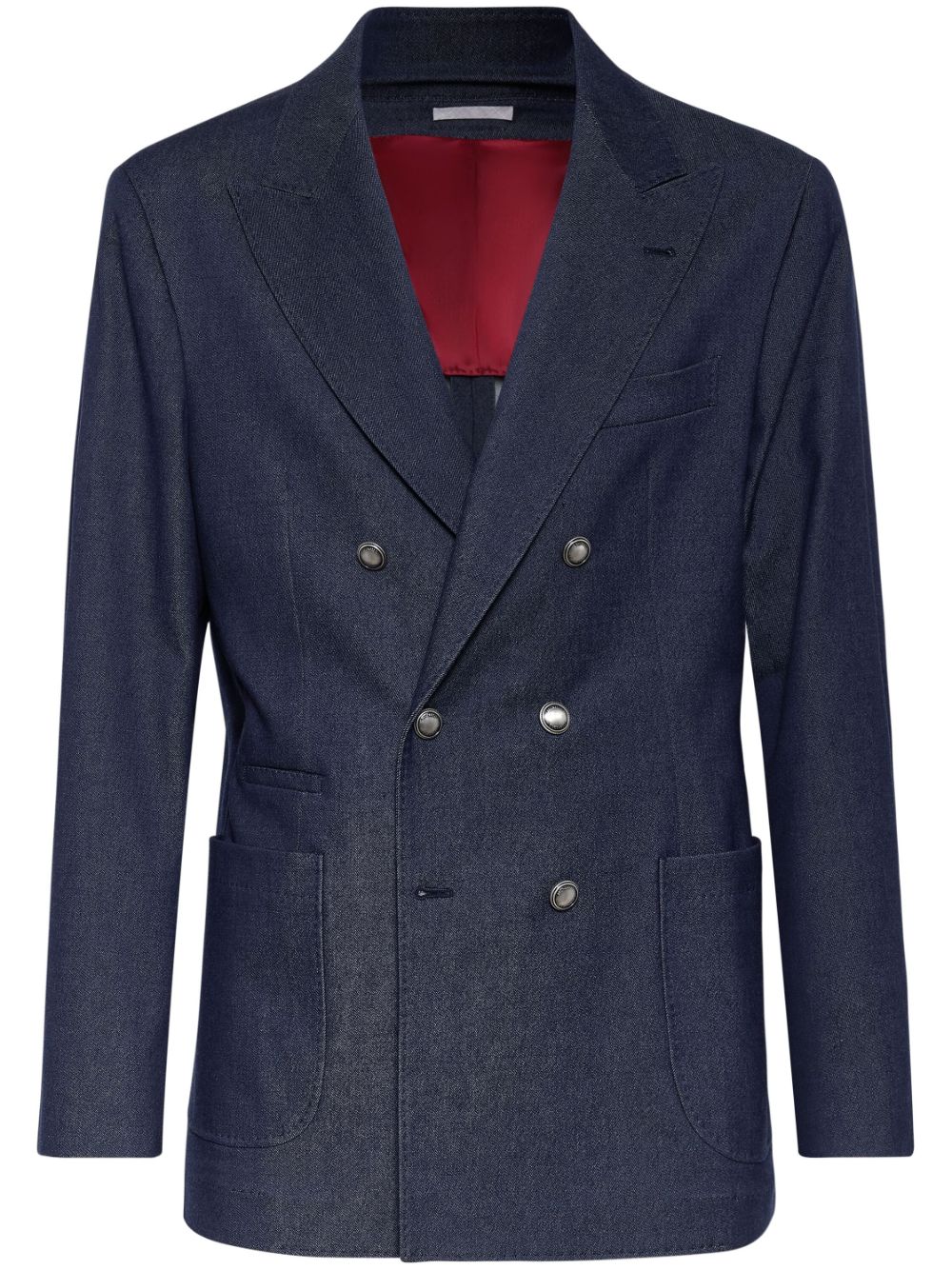 Denim double-breasted blazer - Blue