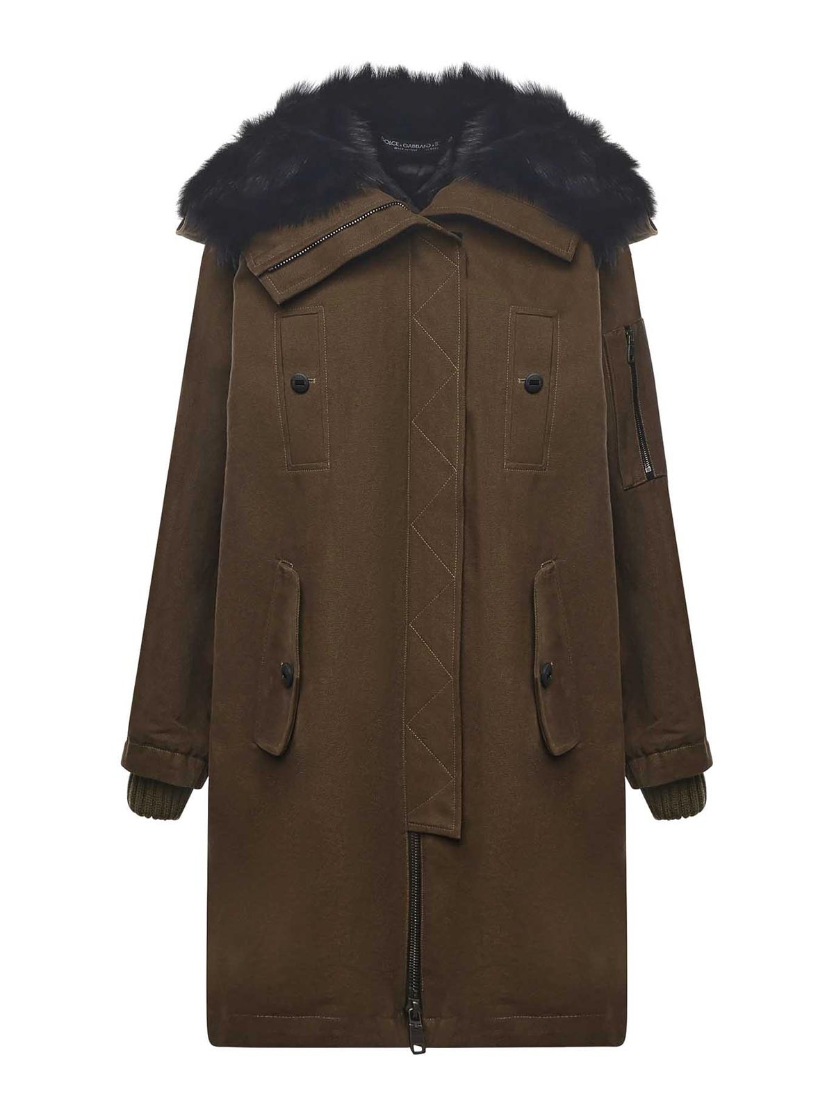 Long Down Jacket With Fur Trim