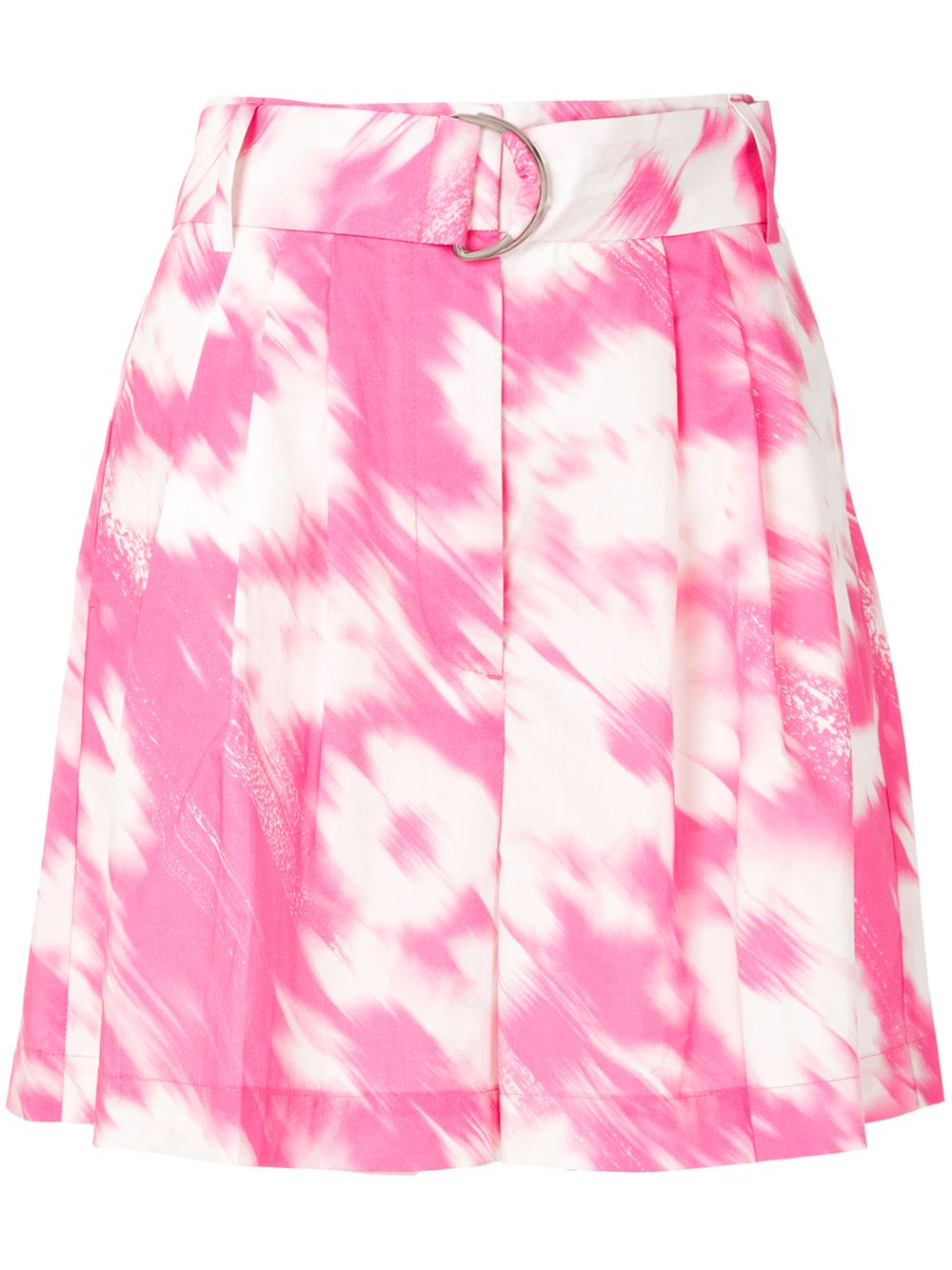 Painterly-print belted shorts - Pink