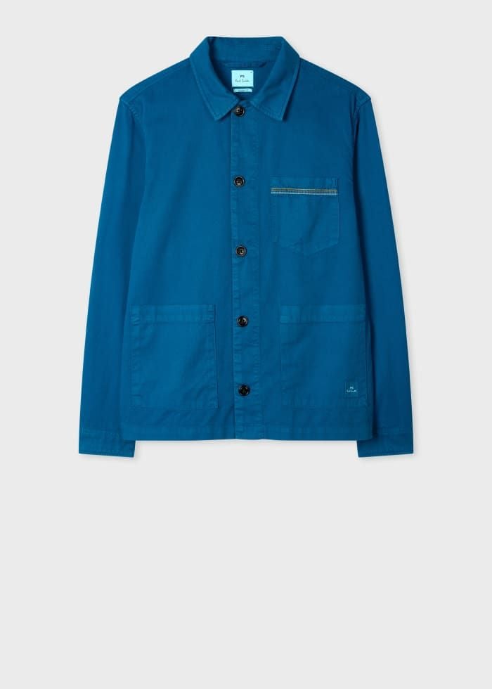 Ocean Blue Cotton-Twill 'Stitch Stripe' Work Jacket