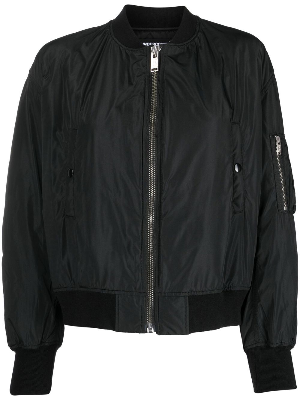 Embroidered-design bomber jacket - Black