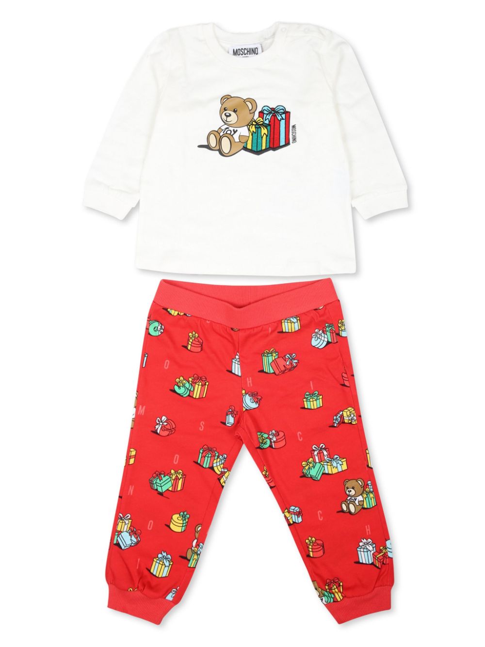 Graphic print cotton pajama set - Red