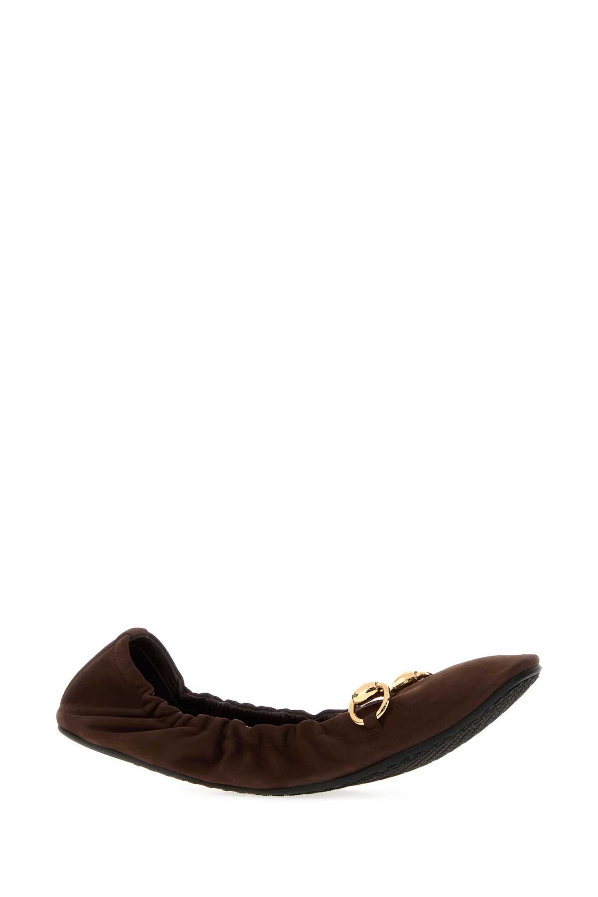 Gucci Dark Brown Suede Prima Ballerina