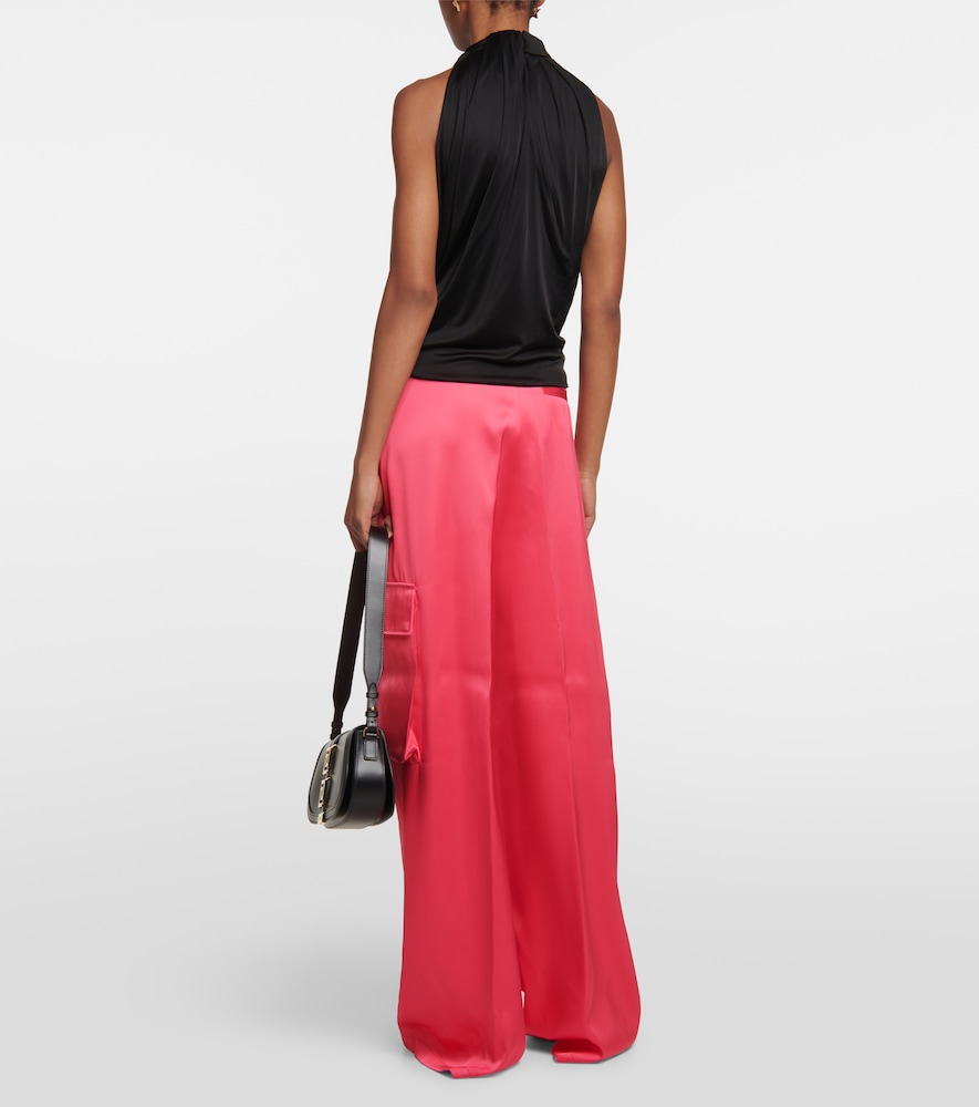 Versace Cutout turtleneck satin top