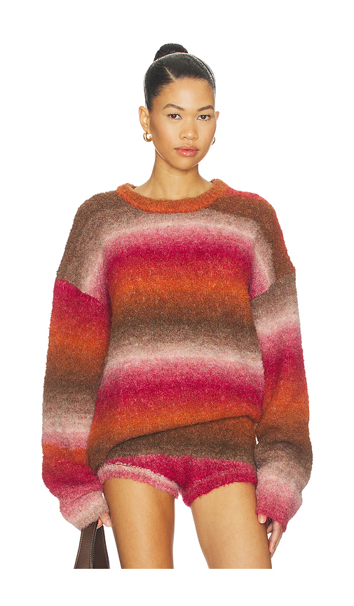 LIONESS Loyalty Knit Pullover in Orange,Pink. L. Also in M, S, XL