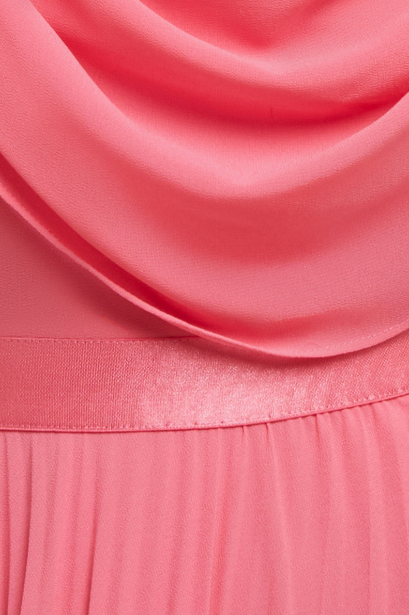Goddiva Cowl Neck One Shoulder A Line Chiffon Maxi Dress - Cora