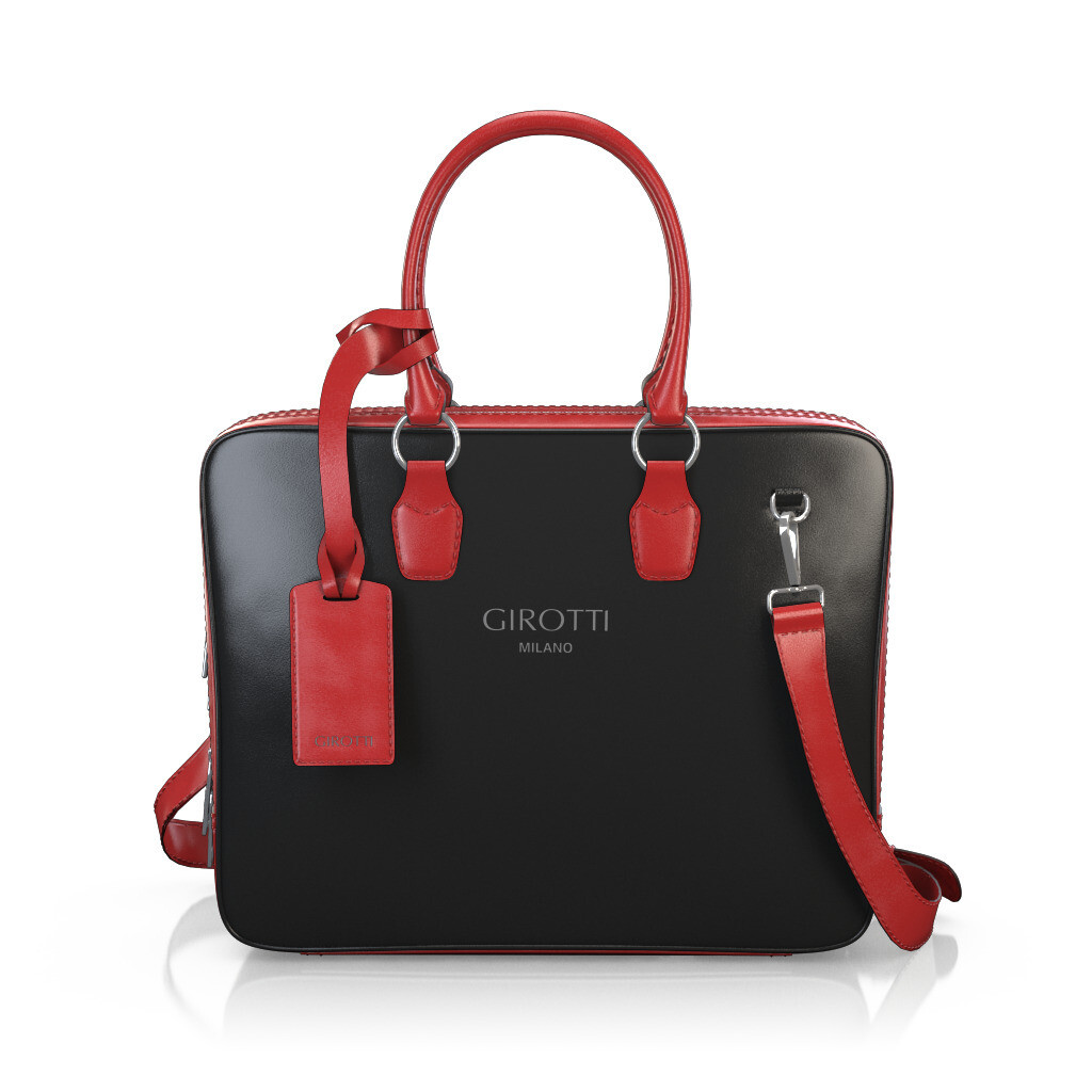 Custom Women's Laptop Bag - Black Leather - GIROTTI