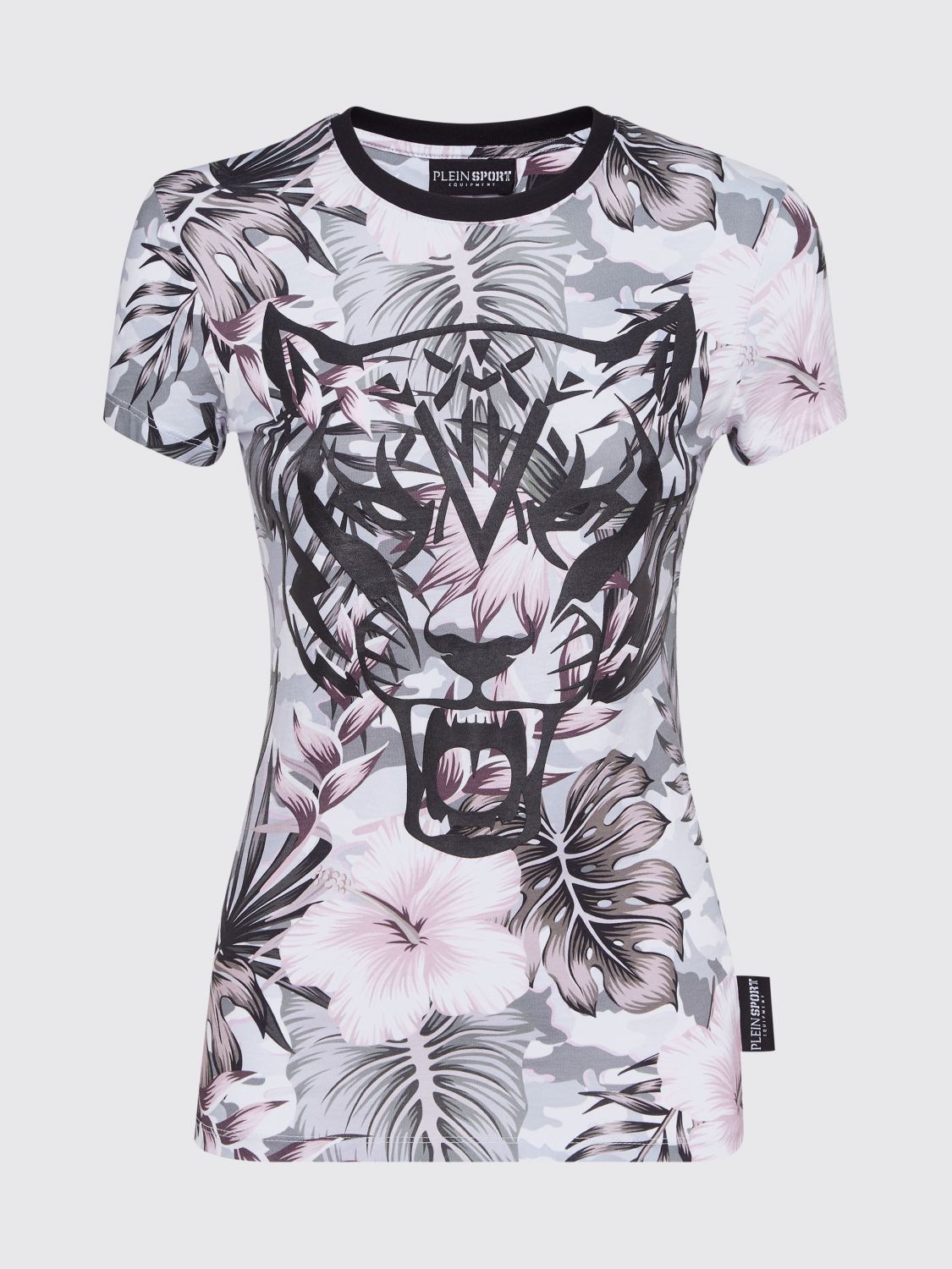 Tiger-print floral T-shirt - White