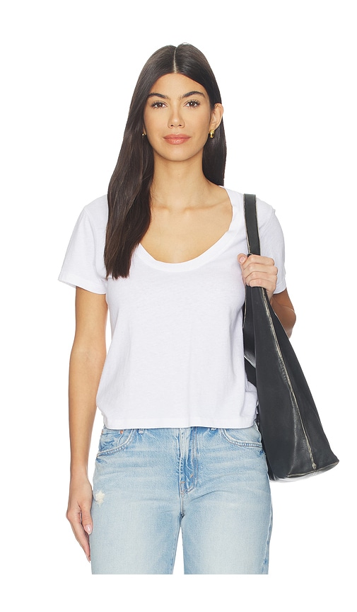 La Ligne Scoop Short Sleeve Molly Tee in White. - M also in S
