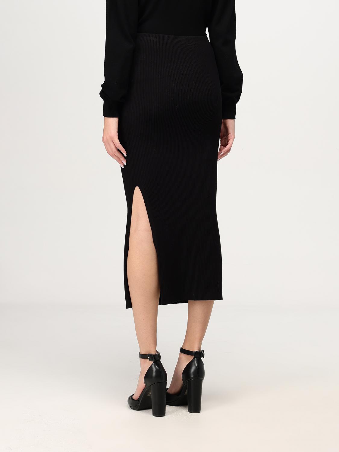 Ribbed-knit midi skirt - Red