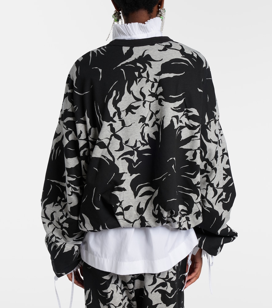 Draped floral cotton jersey sweatshirt