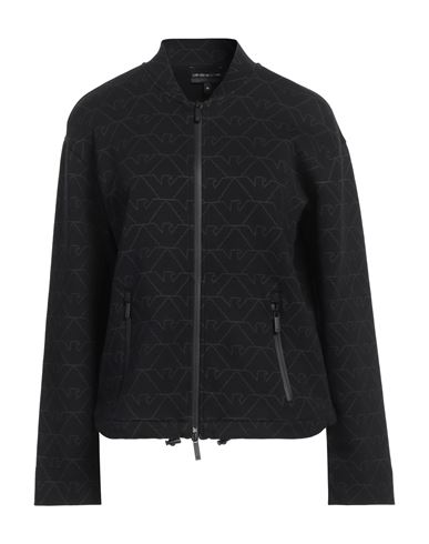 Emporio Armani Woman Sweatshirt Black Size 8 Cotton, Polyester, Elastane
