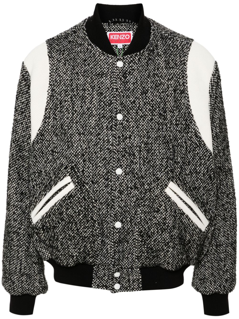 Marl-knit varsity jacket - Black