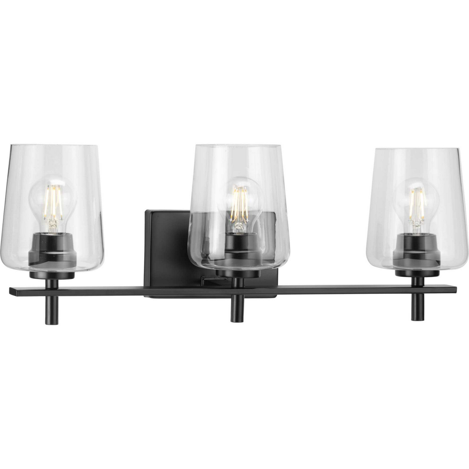 Matte Black Three Light Bath Bracket from the Calais Collection