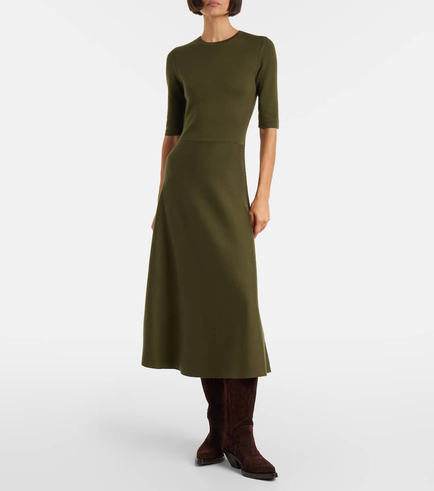 Wool, cashmere, and silk midi dress