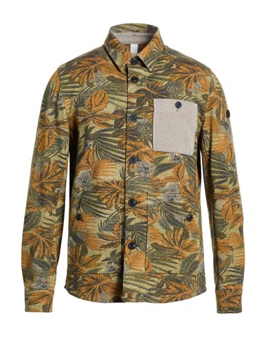 Man Shirt Military green Size 38 Cotton, Elastane