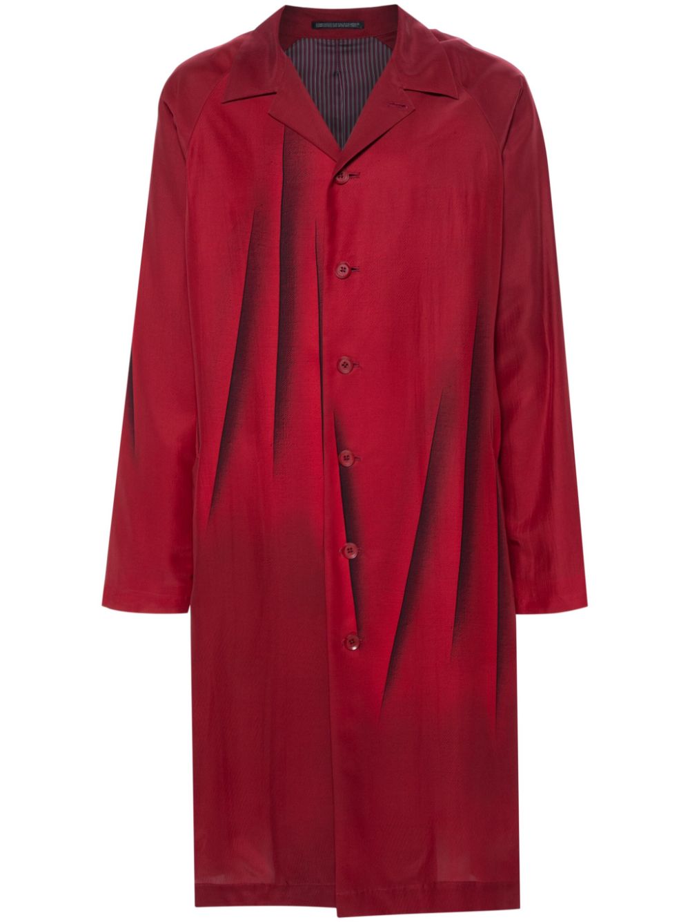Abstract-print silk coat - Red