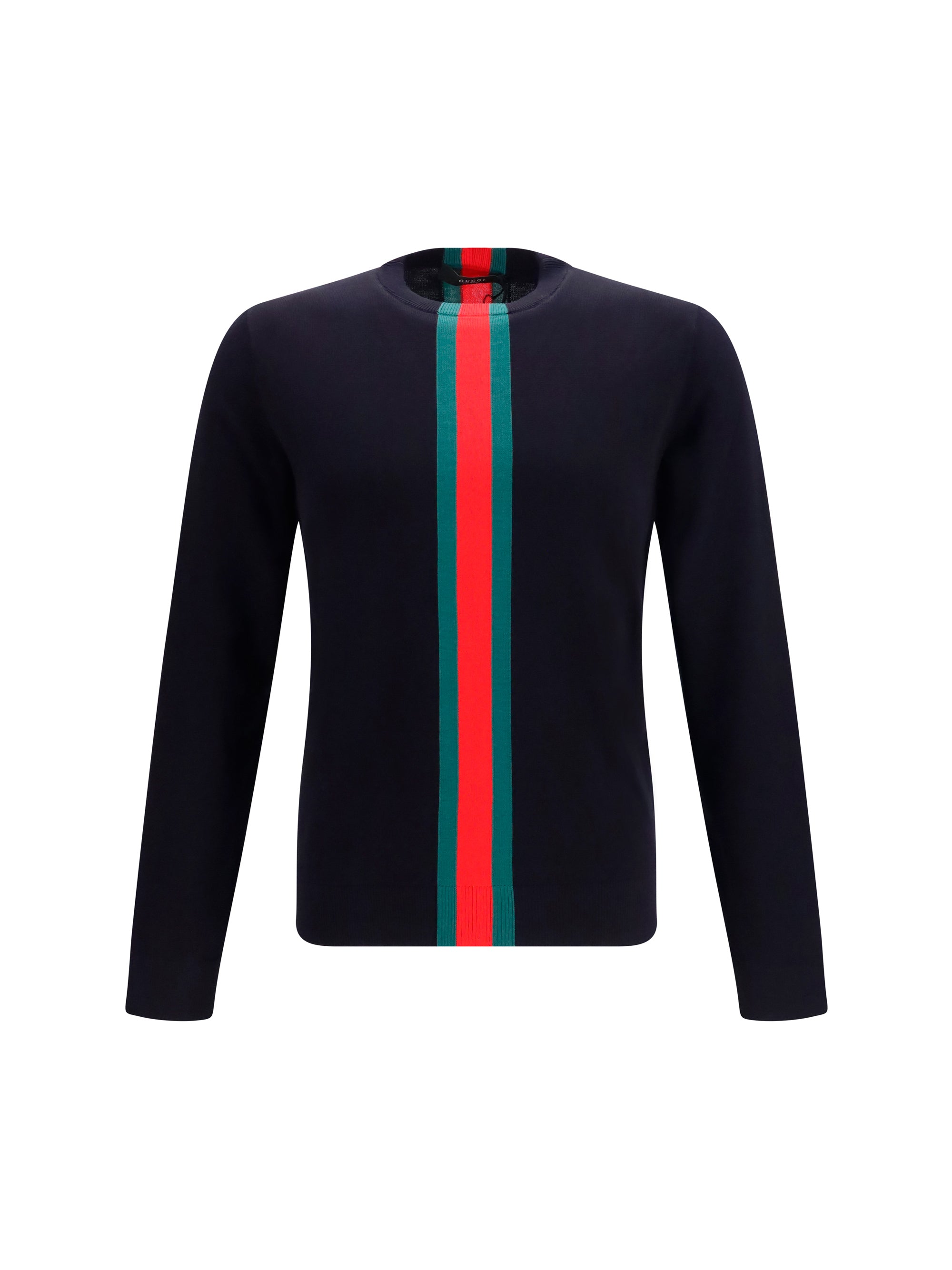 Web Striped Intarsia Sweater — Navy
