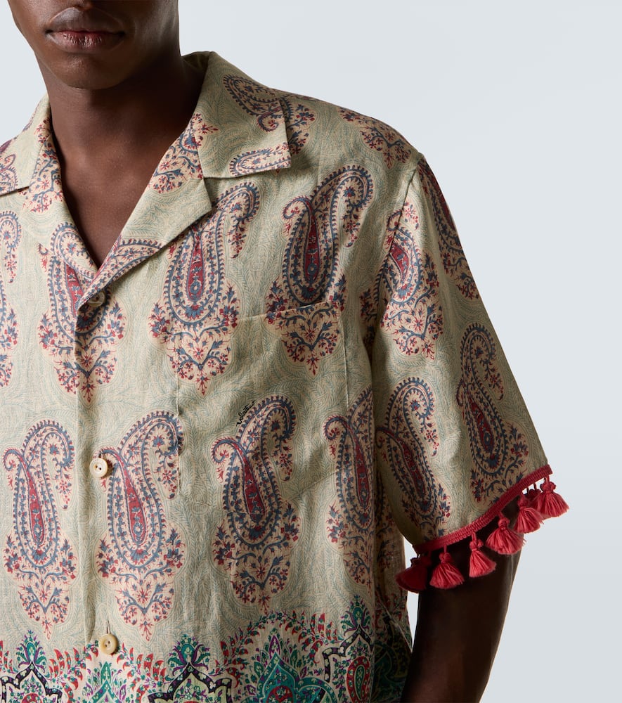 Paisley linen bowling shirt