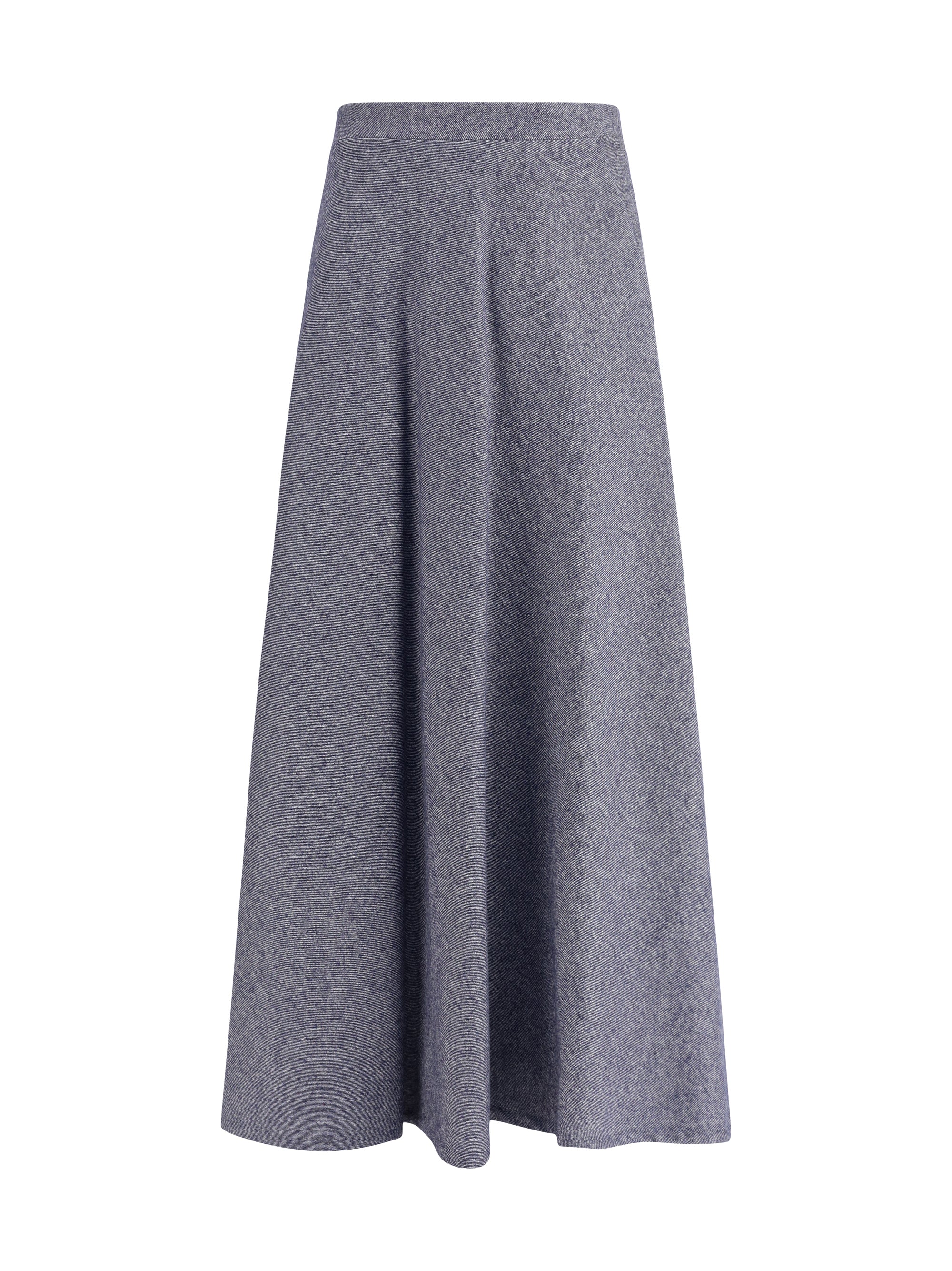 Flared Midi Denim Skirt — Gray