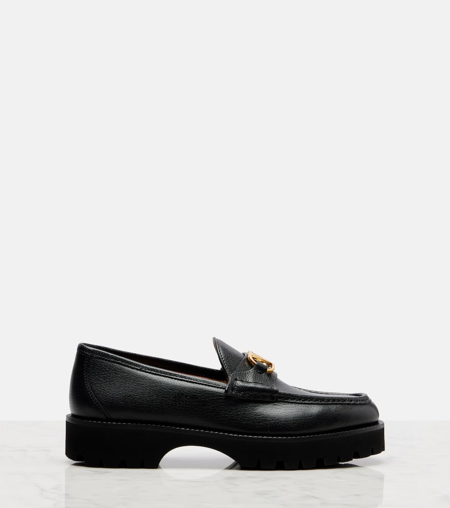 VLogo leather platform loafers