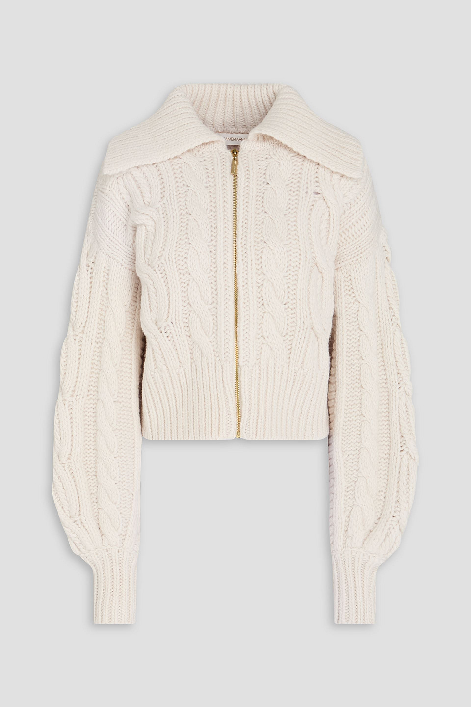 Cable-knit wool cardigan - White - L