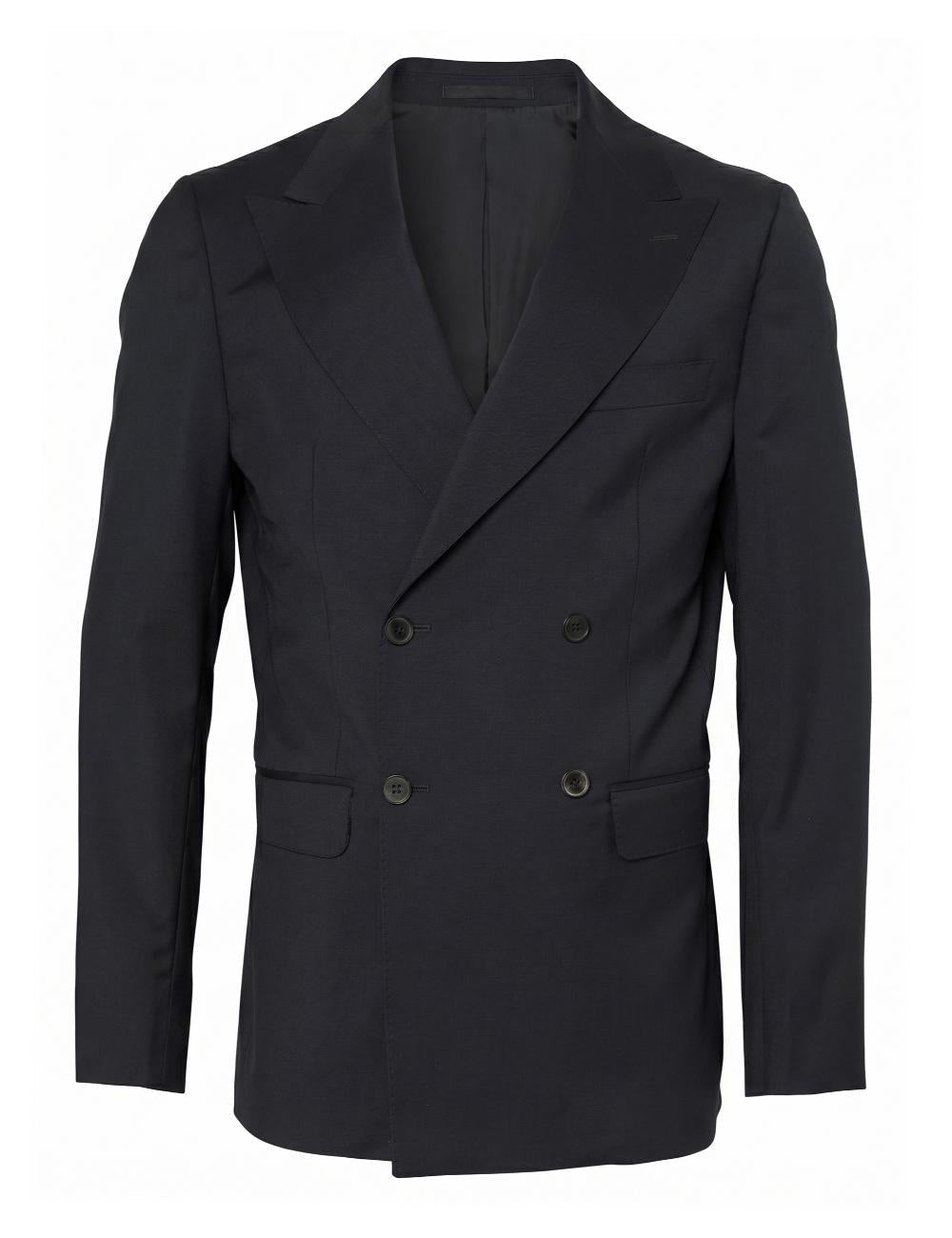 Wool Double-Breasted Blazer — Black