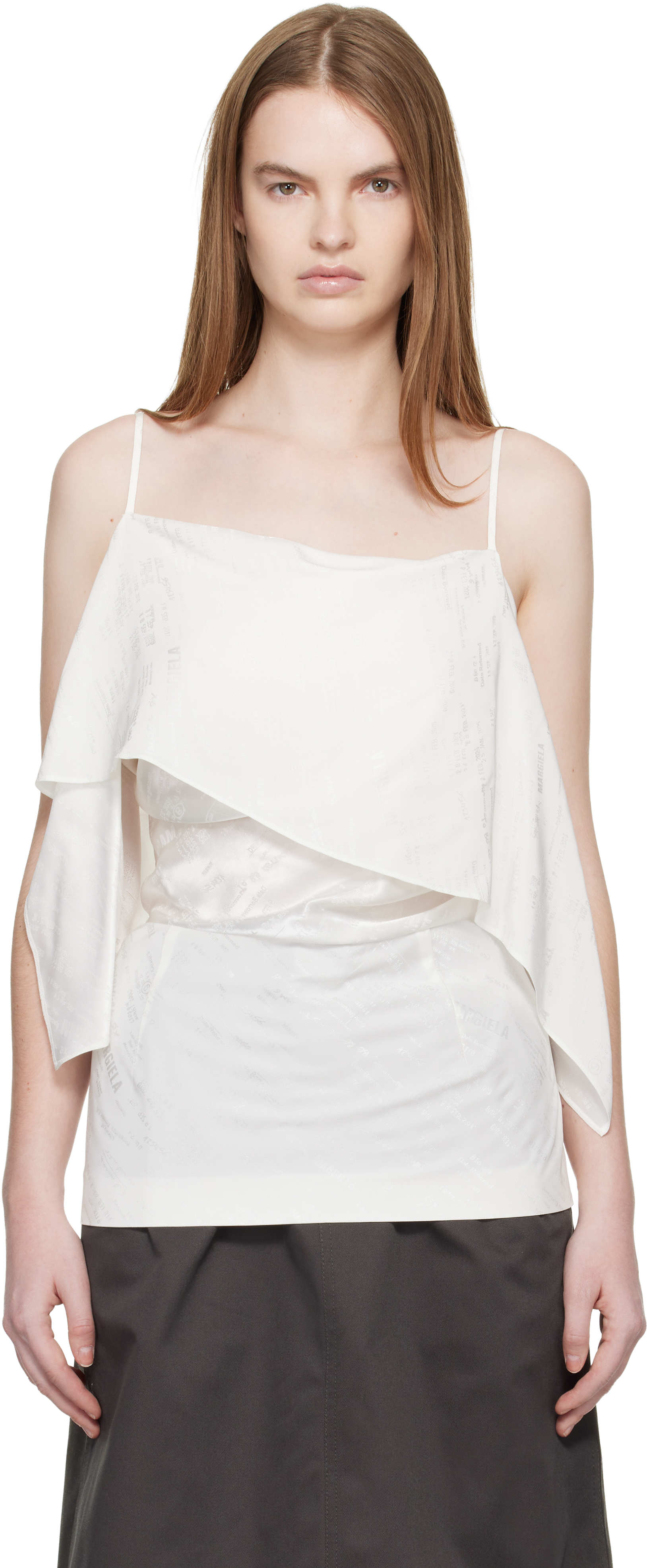 Off White Folded Jacquard Camisole
