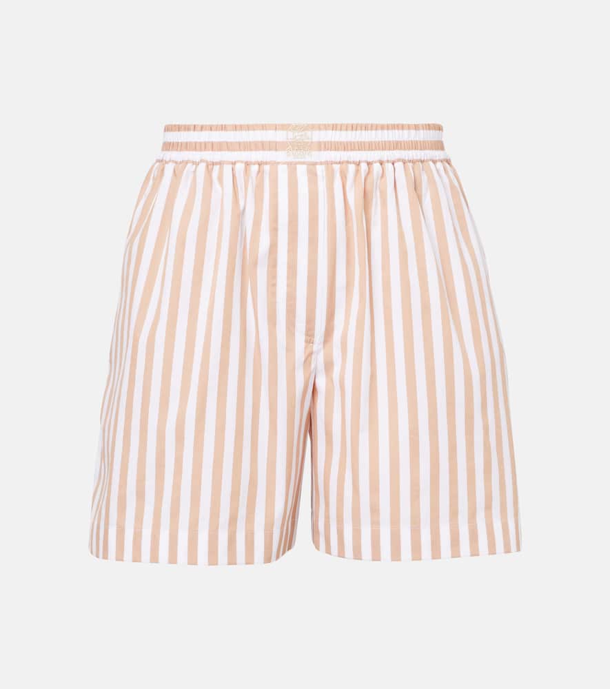 Striped cotton and silk Bermuda shorts
