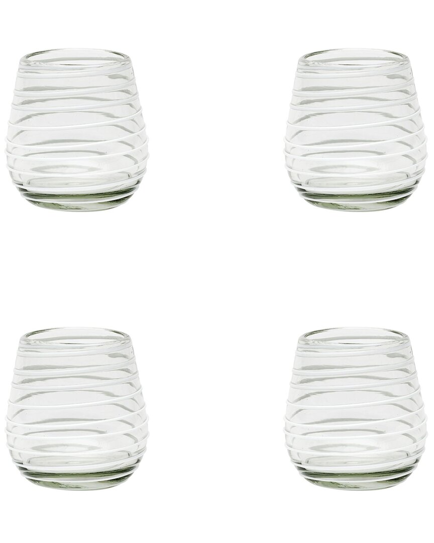 Set Of 4 Meridia Mexican Glassware Stemless Wine Glasses