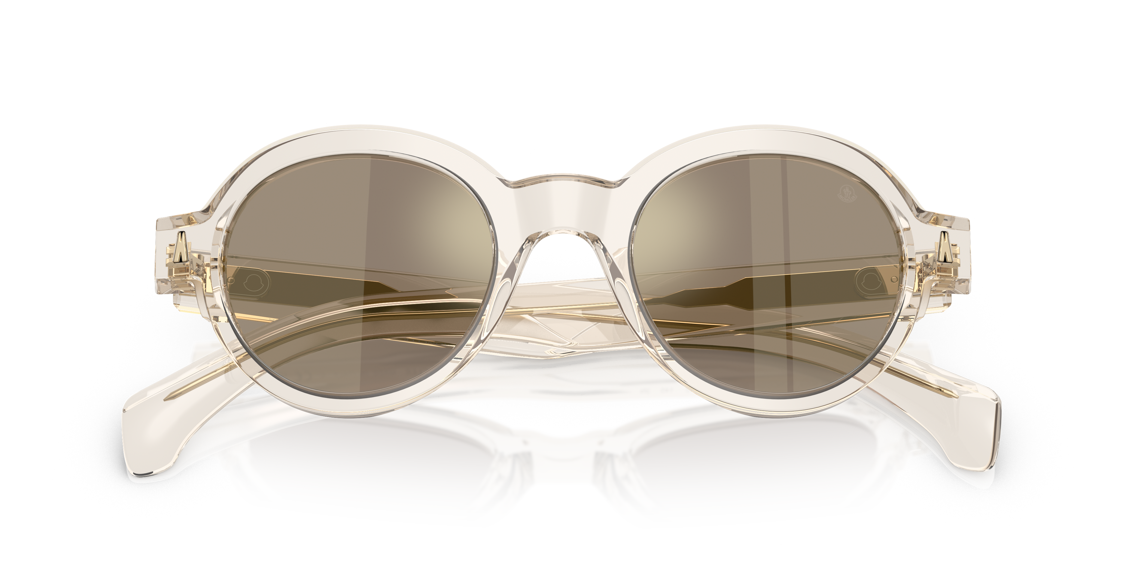 Moncler Unisex Moncler ME6003 RONDOSA 30035A Gafas de sol Acetato Blanco Marrón Redonda Espejo