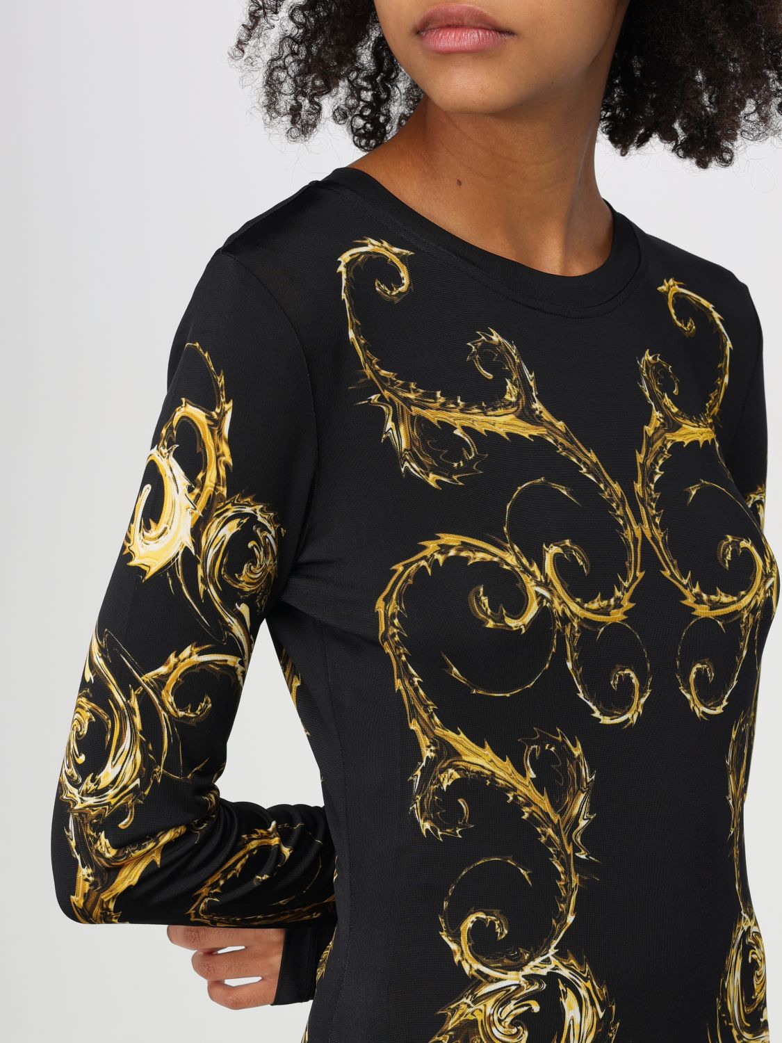 Watercolour Couture-print midi dress - Black