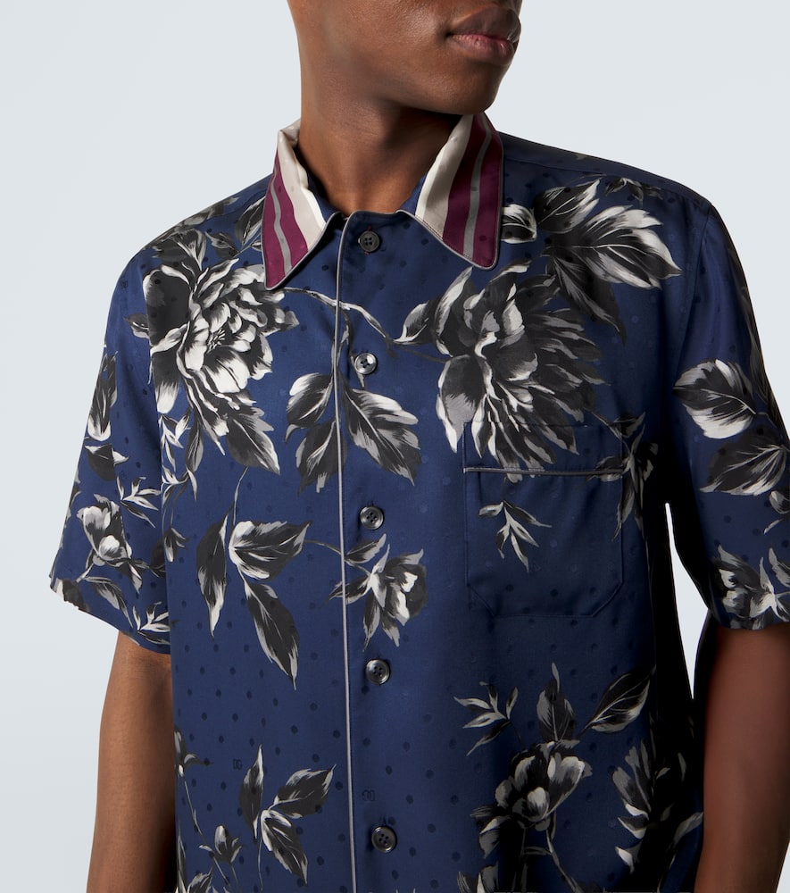 Printed silk bowling shirt