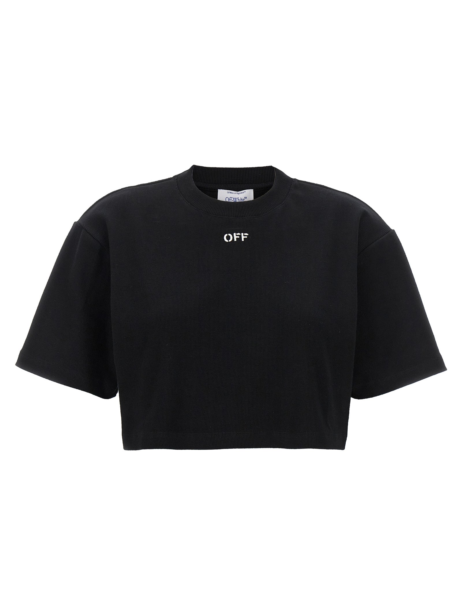 Logo-Embroidered Ribbed Cotton T-Shirt — Black