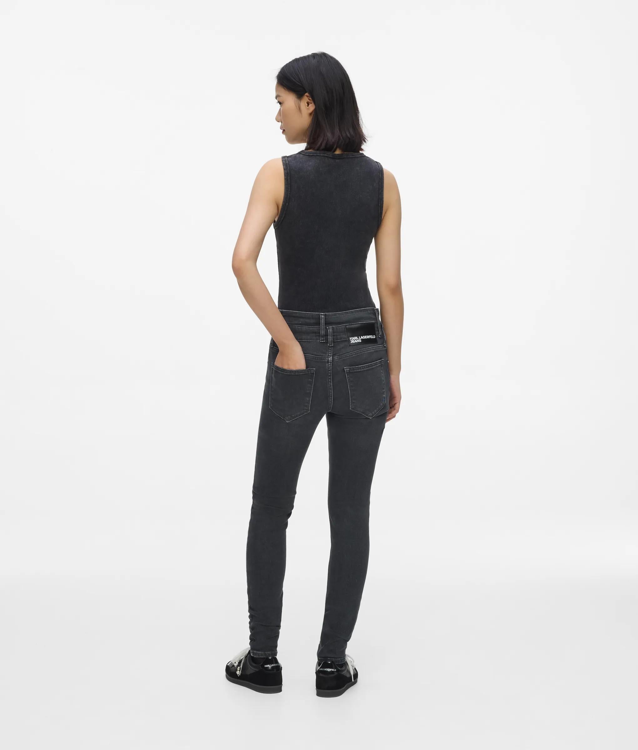 Kl Jeans - Hoch Geschnittene Skinny-jeans Mit Cut-out, Damen, Gewaschenes Schwarz, Größe