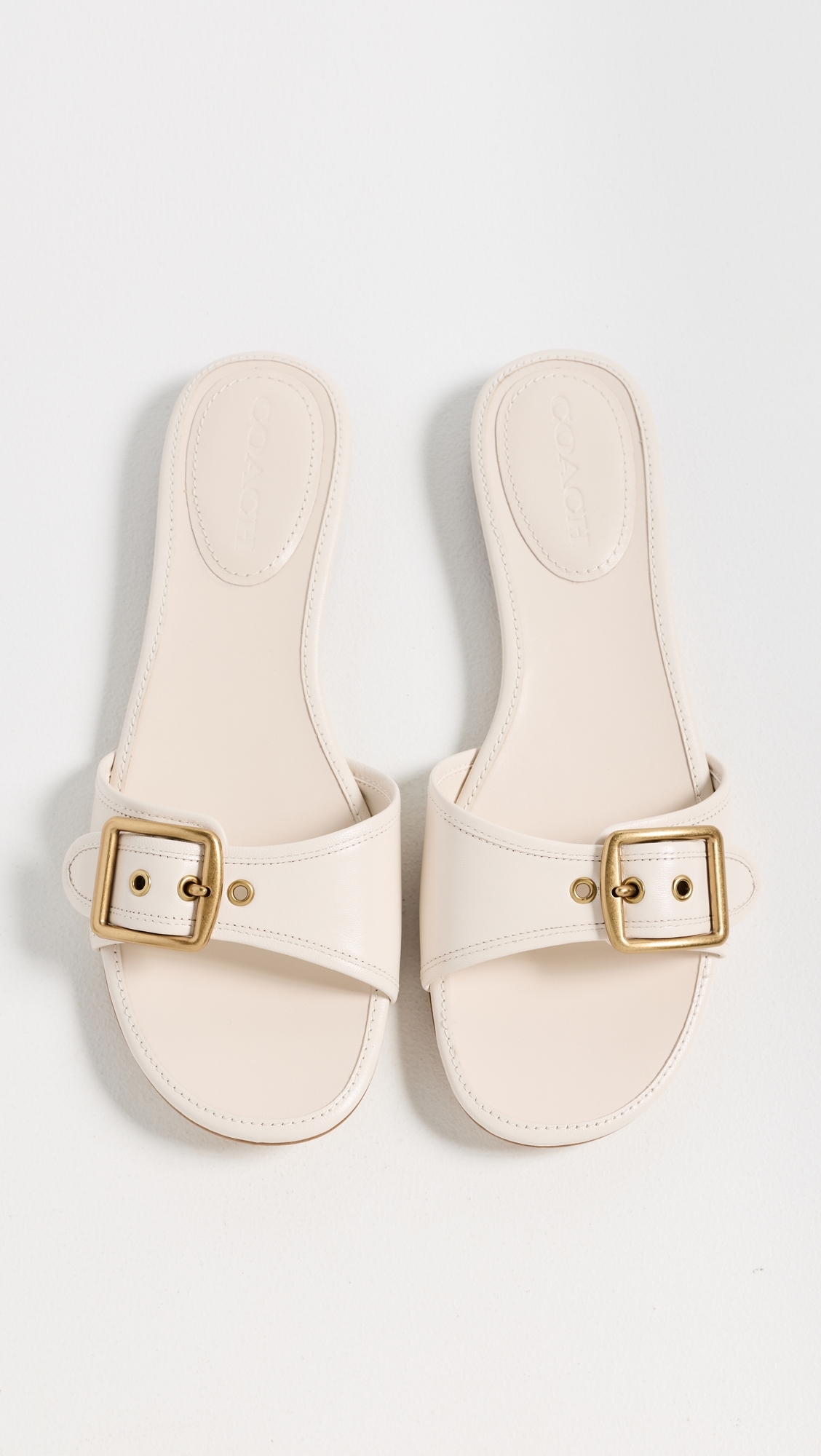 Margot Leather Flat Sandals Chalk