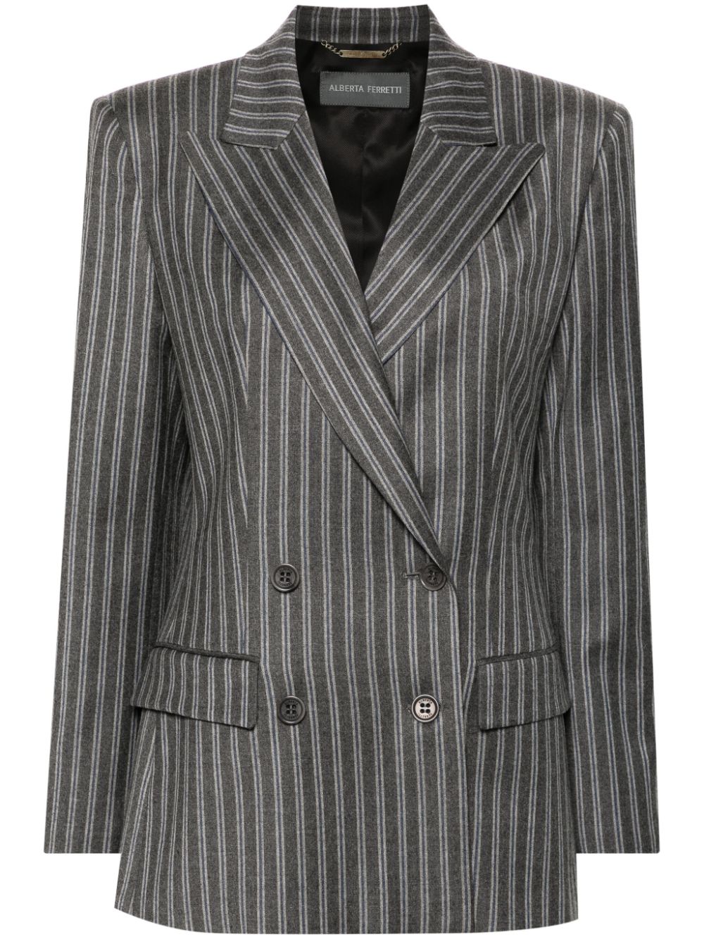 Flannel double-breasted blazer - Grey