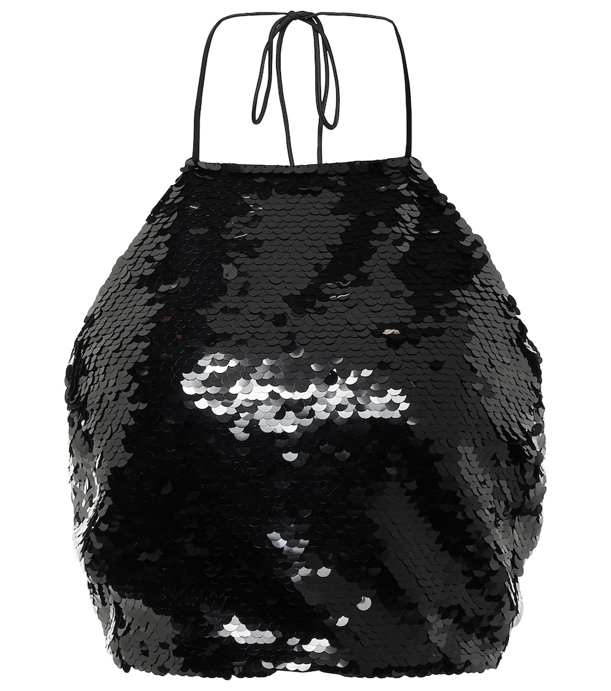 Sequined halterneck crop top