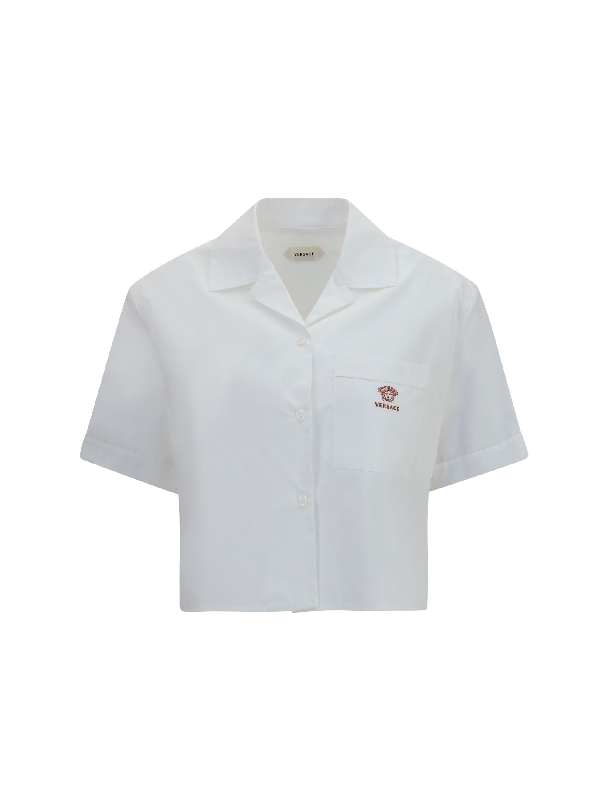 Cropped Cotton Poplin Shirt — White