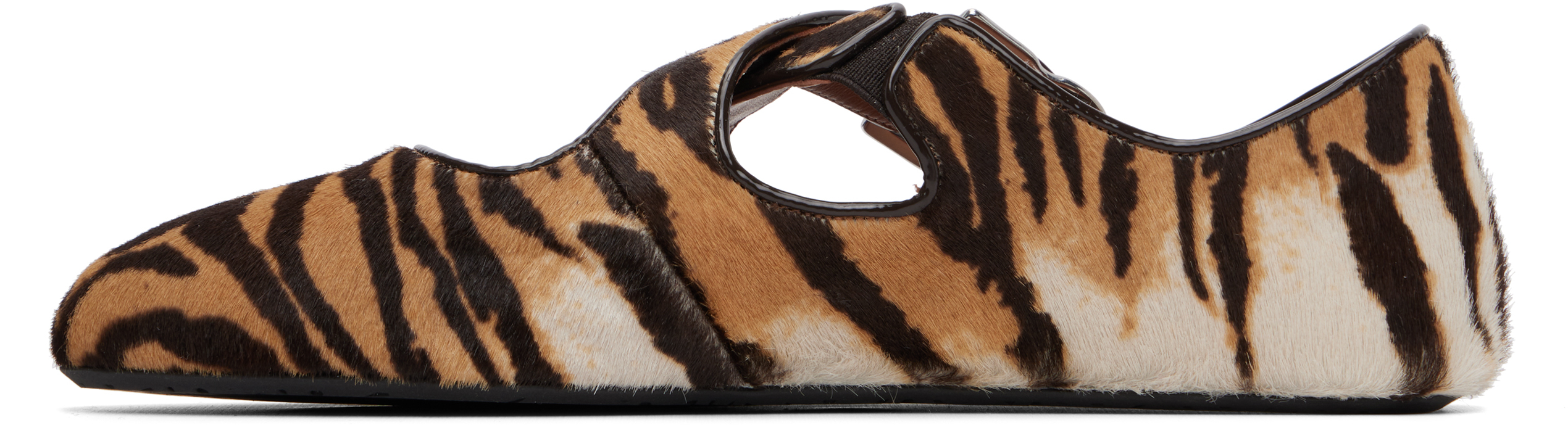 Brown & Beige Criss Cross Ballerina Flats