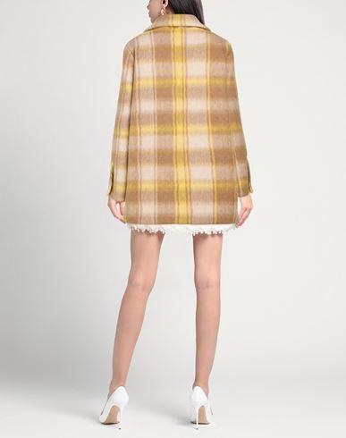 Woman Coat Sand Size 4 Polyester, Polyacrylic, Virgin Wool