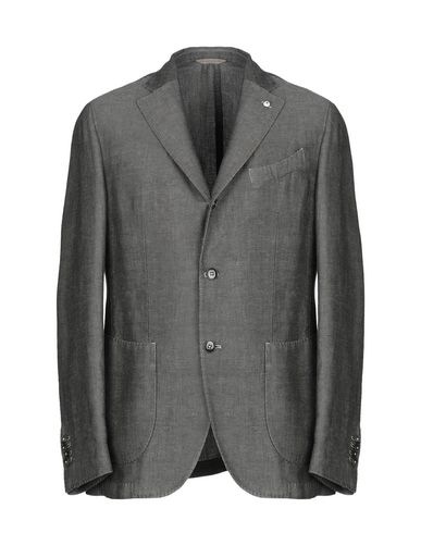 L. b.m. 1911 Man Blazer Dark brown Size 40 Linen, Cotton