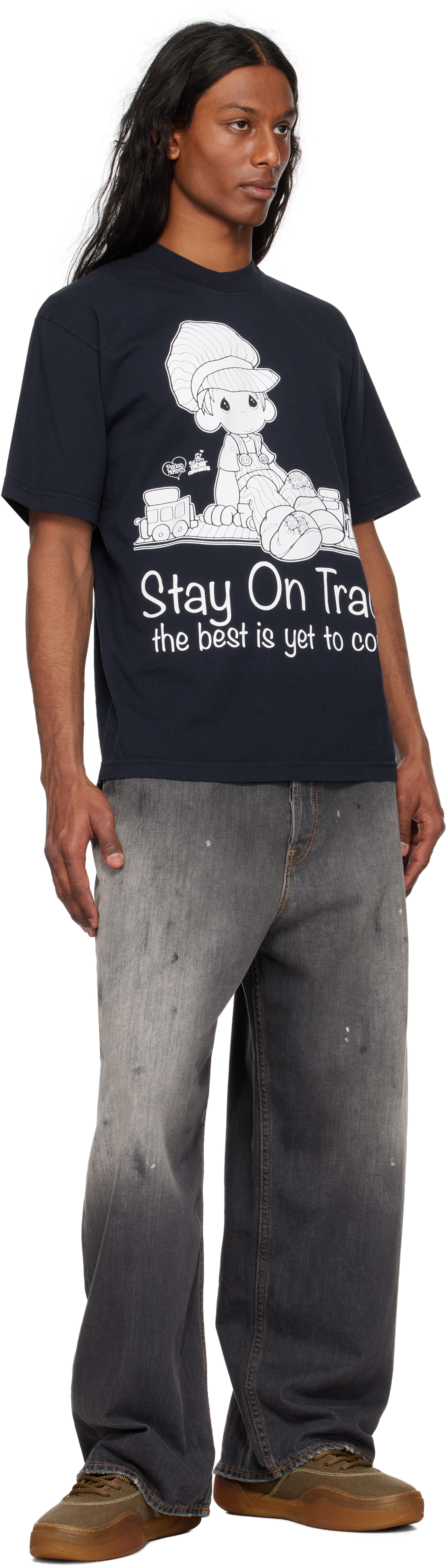 Online Ceramics Navy Precious Moments 'Stay On Track' T-shirt