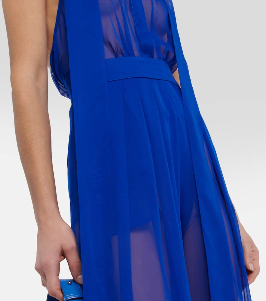 High-rise wide-leg silk pants